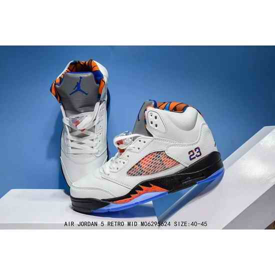 Air Jordan 5 Retro Blue Orange White Men Shoes